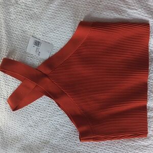 Forever 21 Halter Cross Neck Crop Top Large Burnt Orange